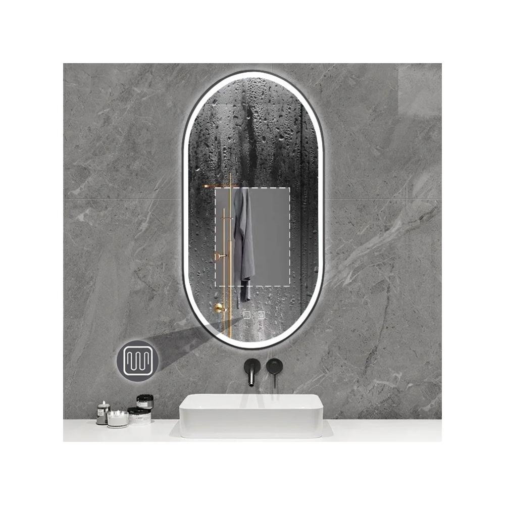 Mirror LED OVL 50x100cm Black