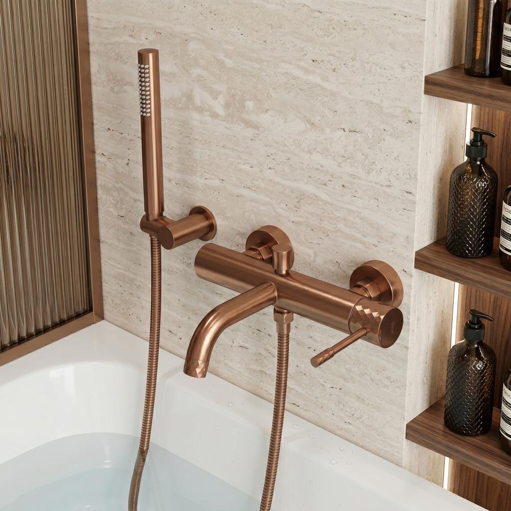 Bathroom faucet Rea Lungo Diamond Brush Copper
