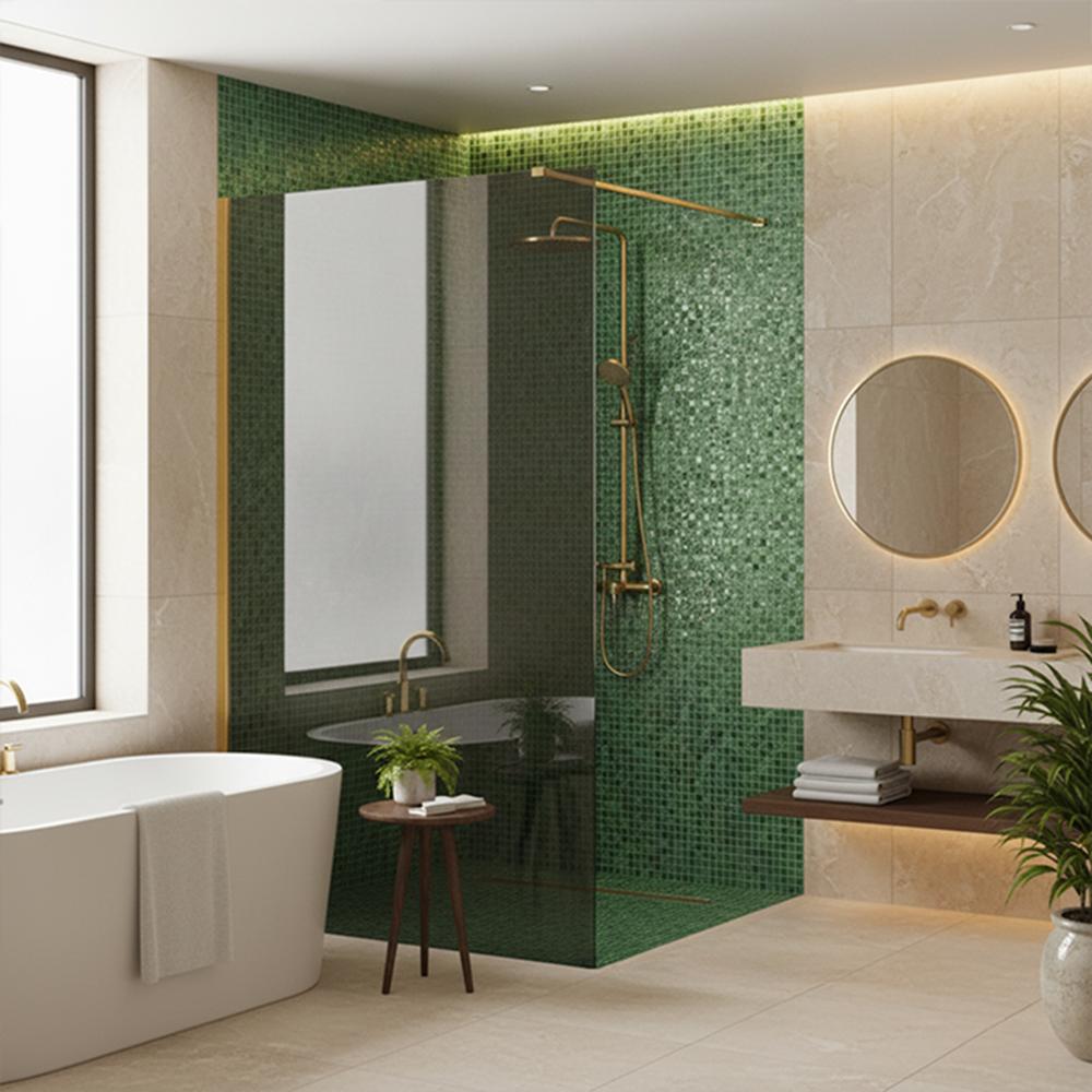 Tuš zaslon Rea Flexi Grey / Gold 130