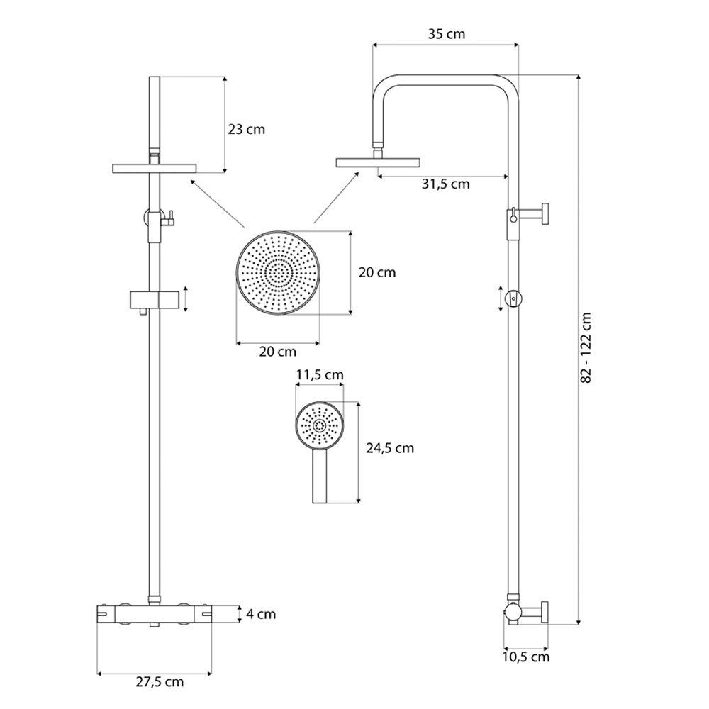 Dušas komplekts ar termostatu CALANI DAYTON CHROME