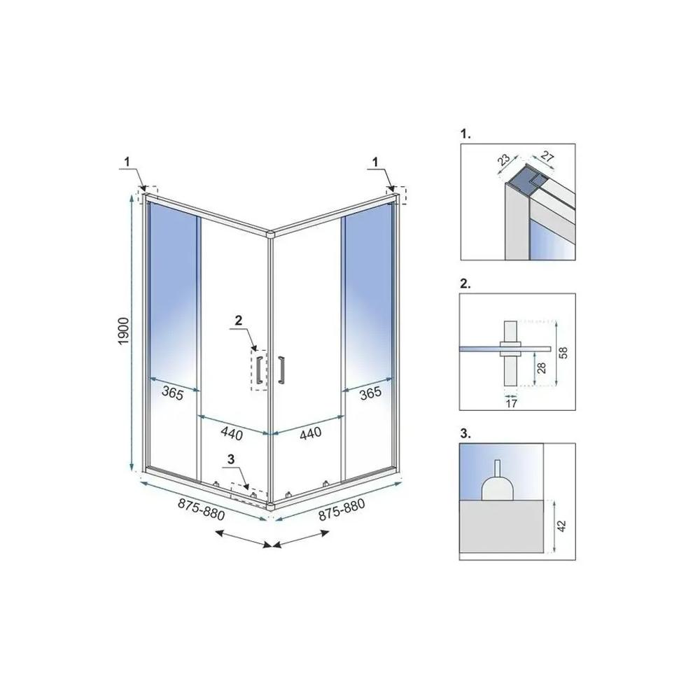 Shower enclosure Rea City 90x90 Gold