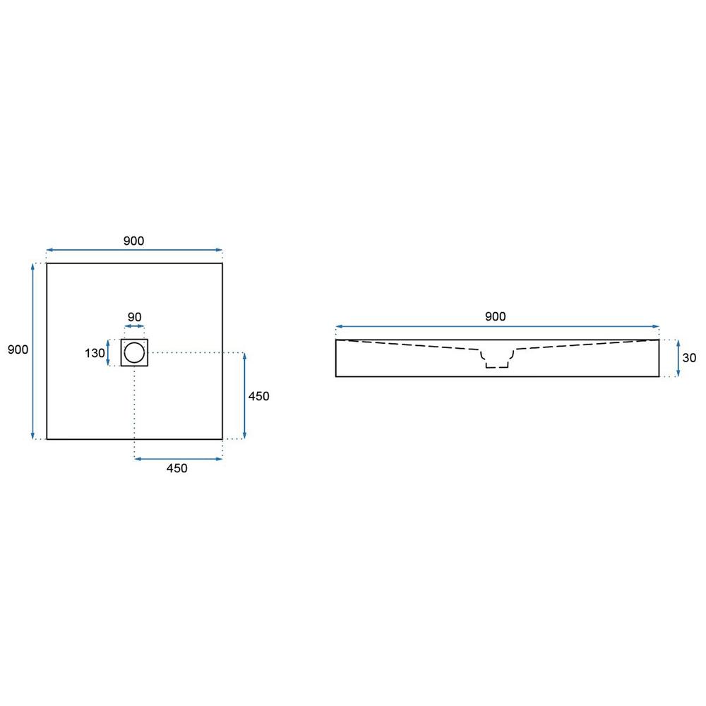 Πέτρινος δίσκος ντουζιέρας Rea Stone 90 x 90