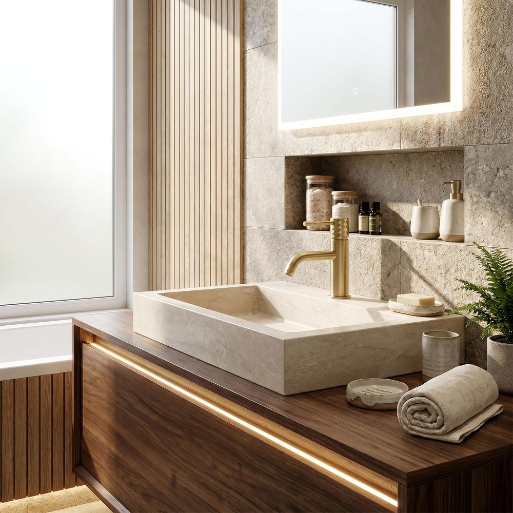 Robinet de lavabo Rea Lungo Diamond Brush Gold