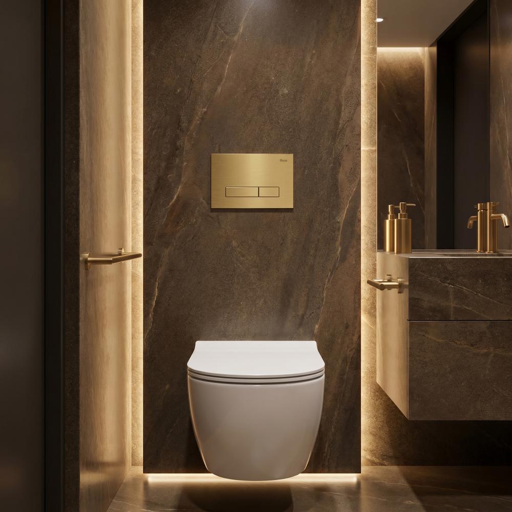 Stelaż zestaw podtynkowy Slim 024N do mis WC z przyciskiem HD Złoty