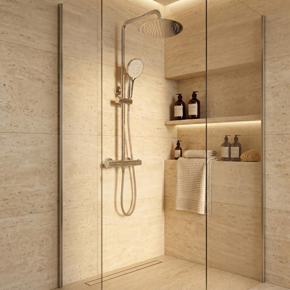 Suihkusarja ilman juoksuputkea termostaatilla Rea Lungo Chrome