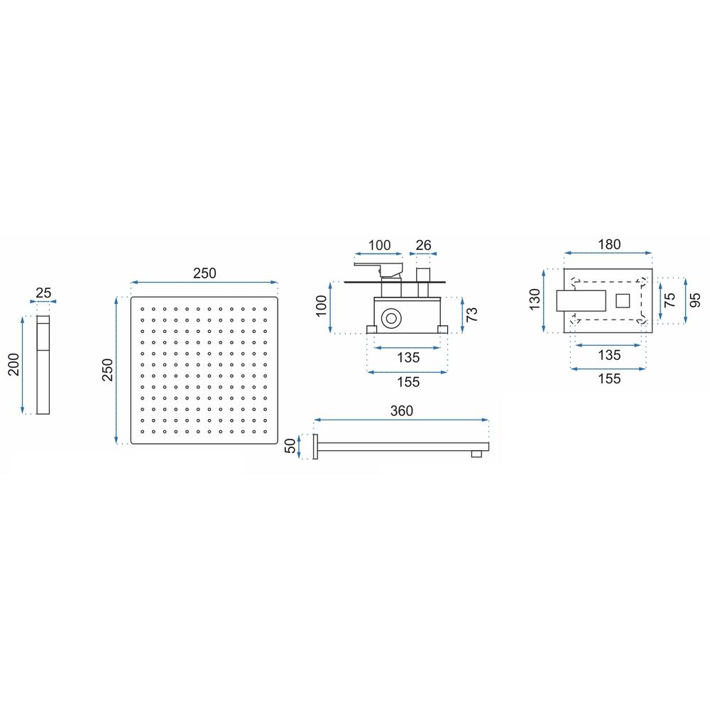 Unterputz Duschset BENTO GOLD + BOX