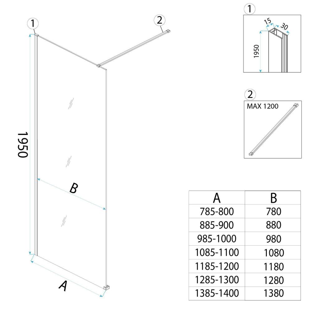Tuš zaslon Rea Flexi Brown / Titan 110