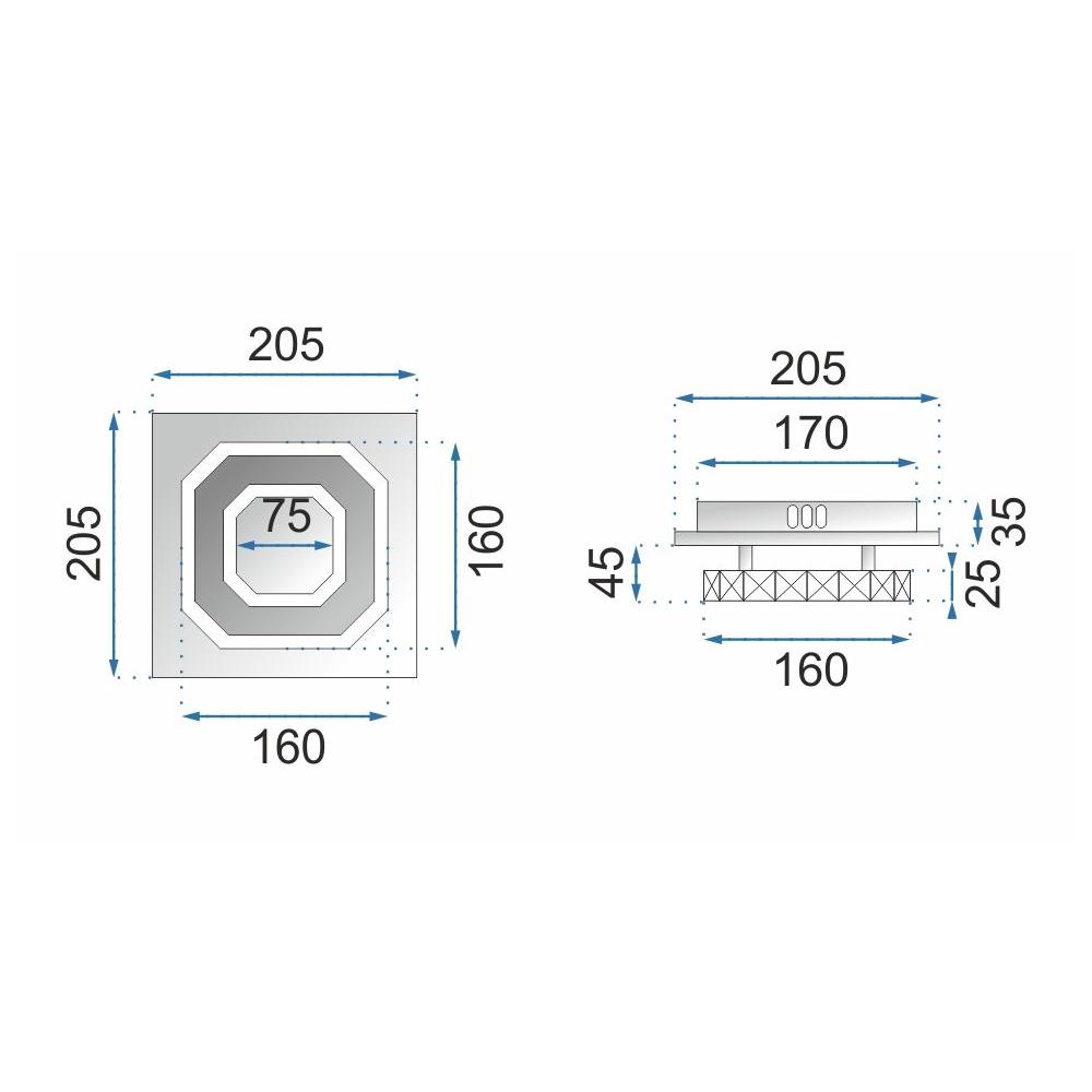 Deckenlampe Kristall quadrat Glamour 8W APP406-C