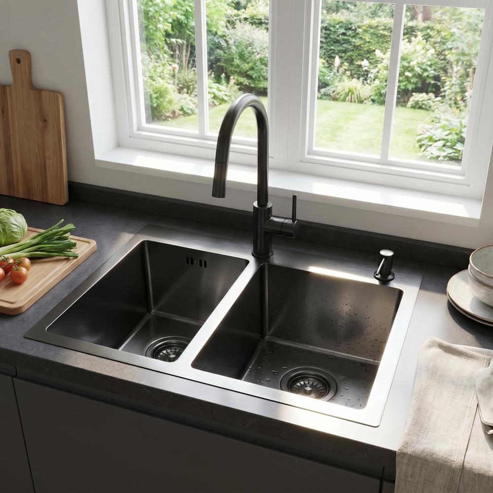 Stalen spoelbak Toby  Black