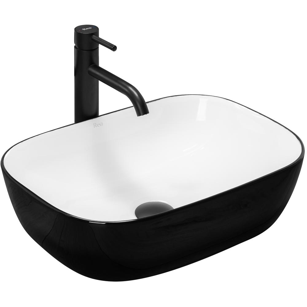 Umývadlo na dosku REA BELINDA - čierno-biele