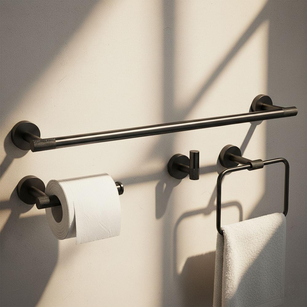 Kylpyhuonetarvikesetti GRID Black 4 osaa