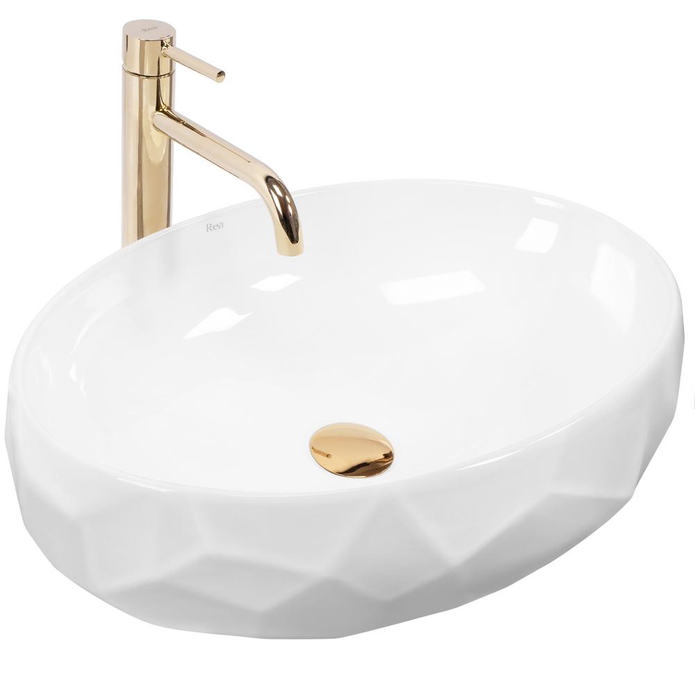 Zestaw Misa WC REA Gustavo Rimless podwieszana + Umywalka nablatowa Maya