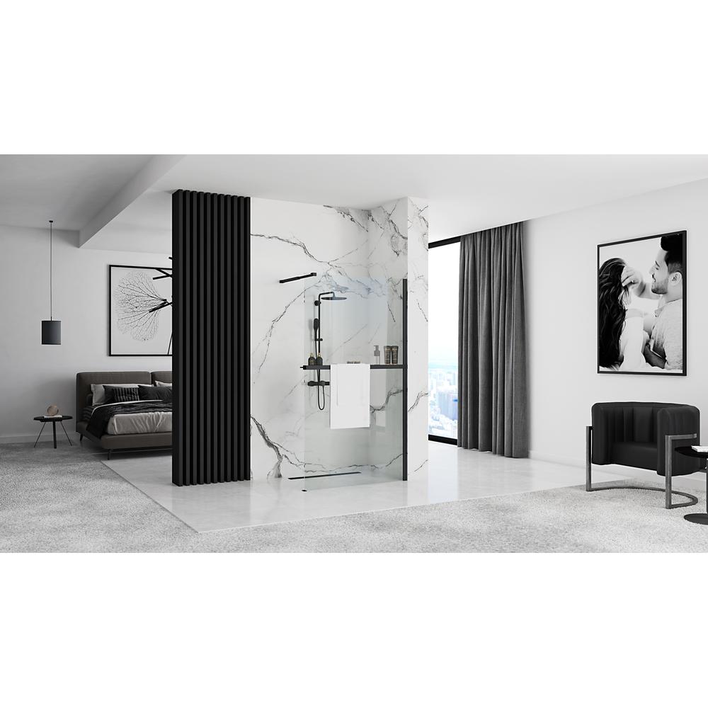 Shower screen Rea Aero Black Mat 120 + hanger EVO