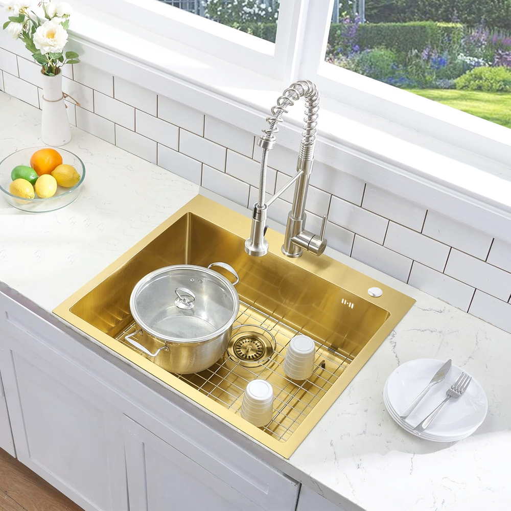 Stainless steel sink Liam BRUSH GOLD