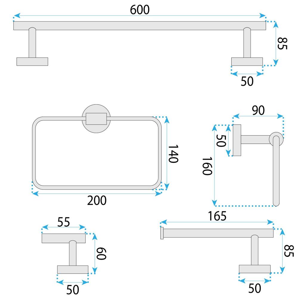 Set kupaonskih dodataka GRID Brush Nickel 4 dijela