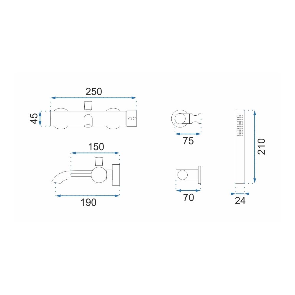 Bathroom faucet Rea Lungo Brush Gold