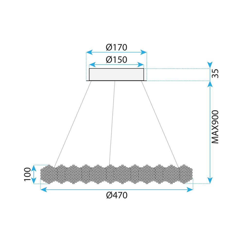 Lampe LED MS016-CP Chrome 47cm