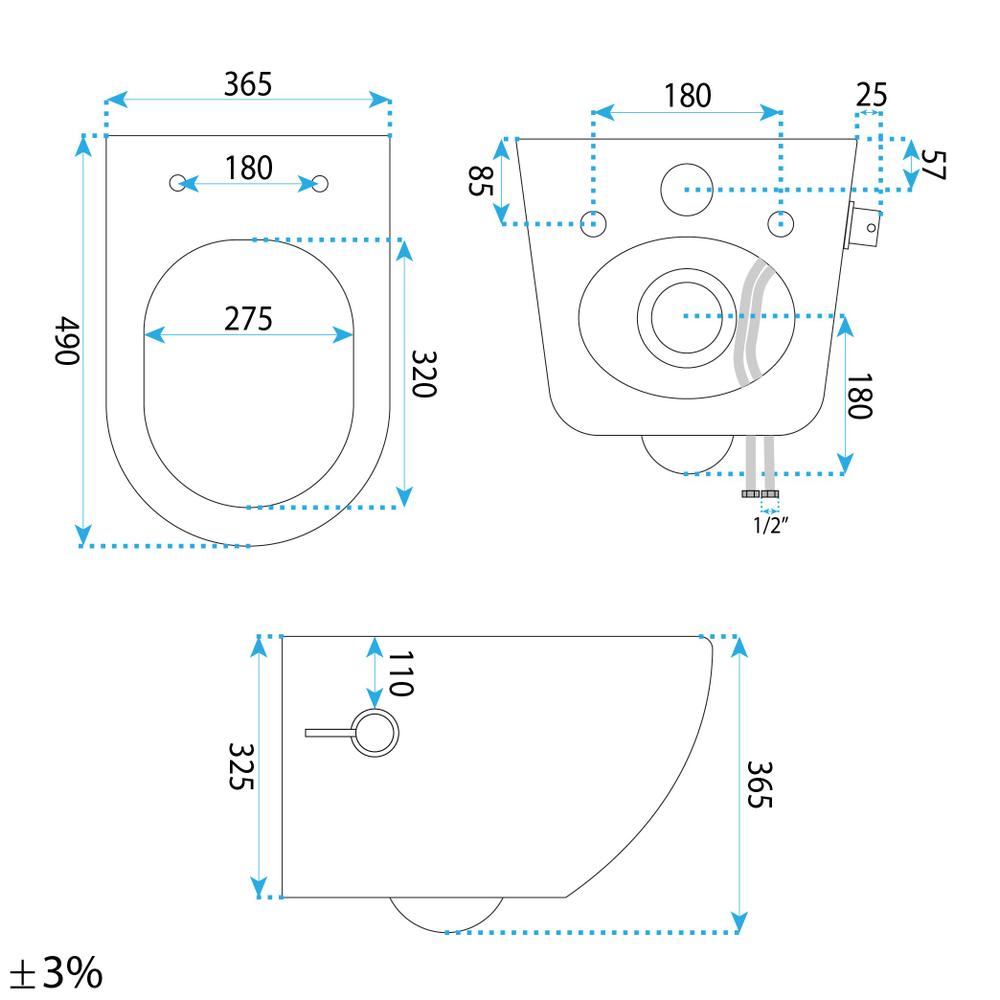 Cuvette WC suspendue REA Carlo Lux Rimless avec fonction bidet