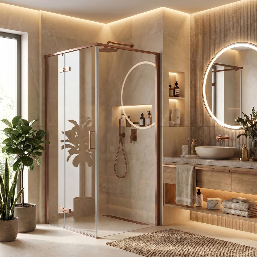 Shower enclosure Rea Bruno 90x90 Brush Copper