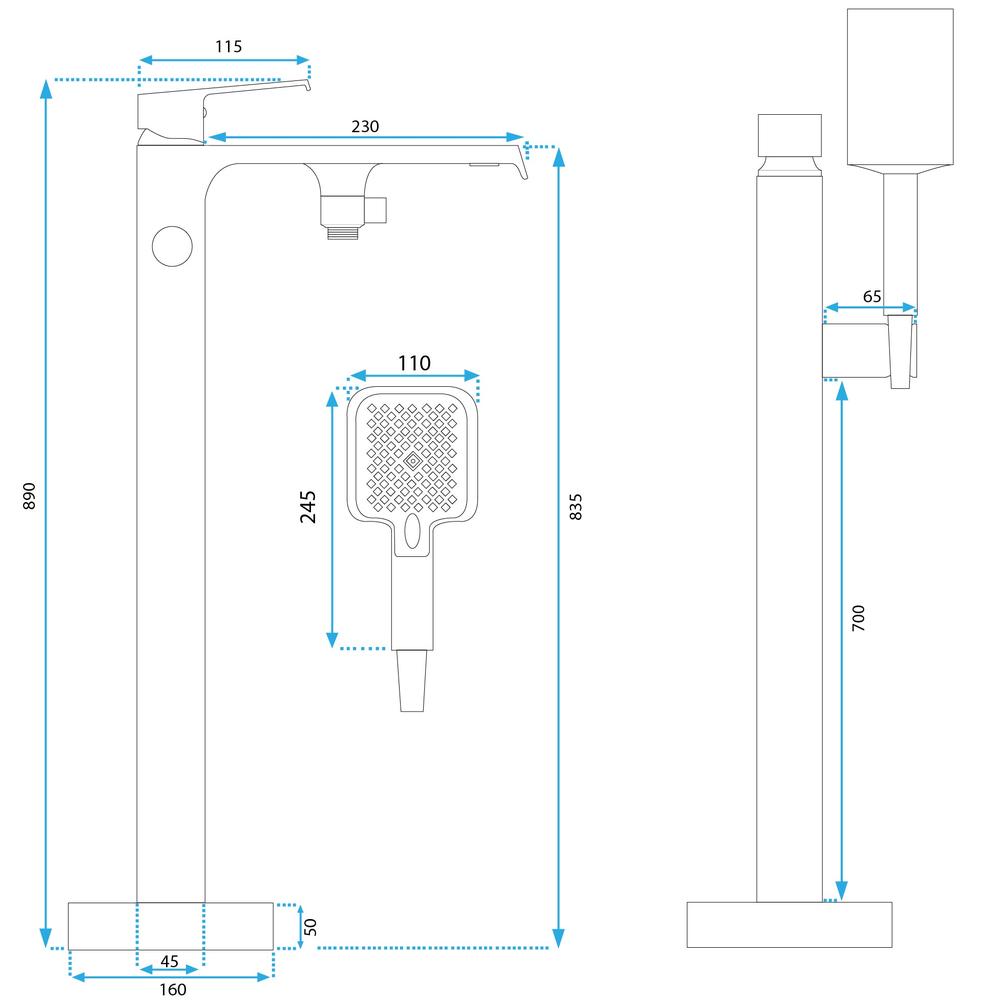 Rea HASS juodas vonios maišytuvas