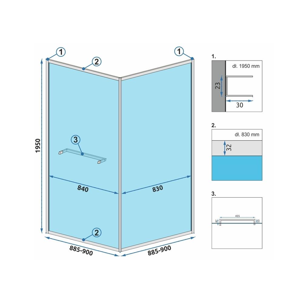 Tuš kabina Rea Space In Black 90x90