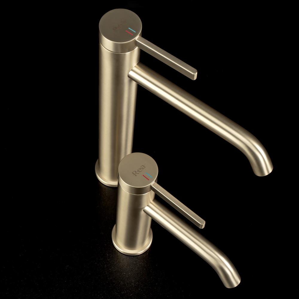 Bateria umywalkowa Rea Rivo Złota Szczotkowana Wysoka