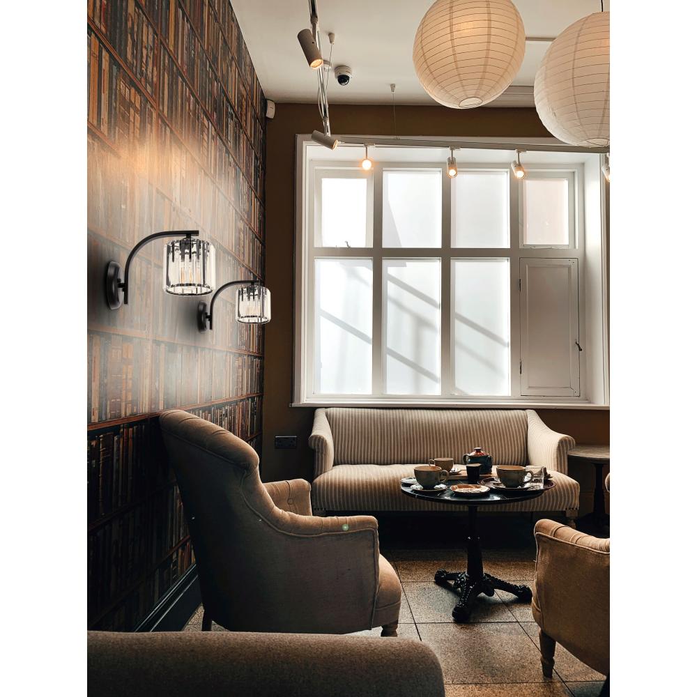 Lampa kinkiet ścienny metalowy kryształ APP512-1W Czarna