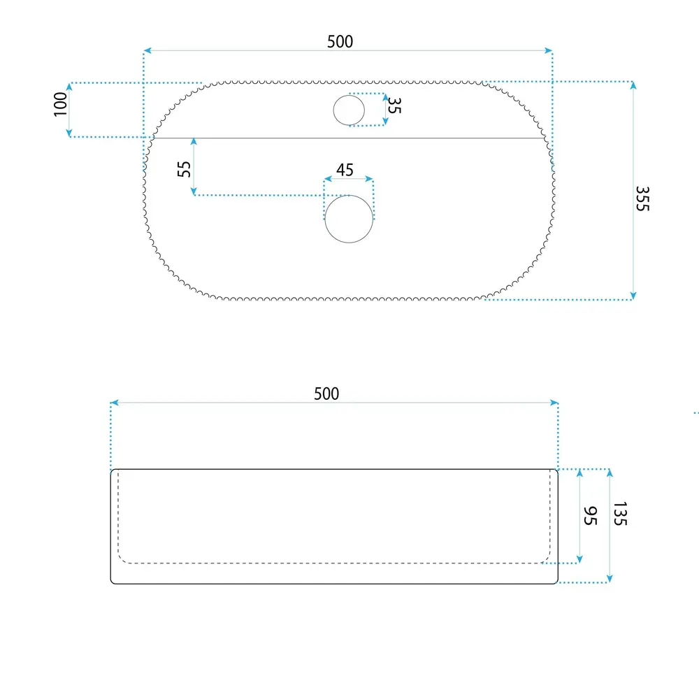 Umyvadlo na desku REA Marcela 50 Saturn