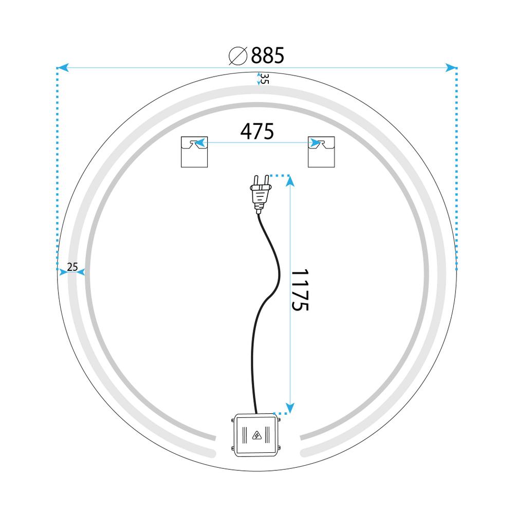 Miroir LED 90cm Modern