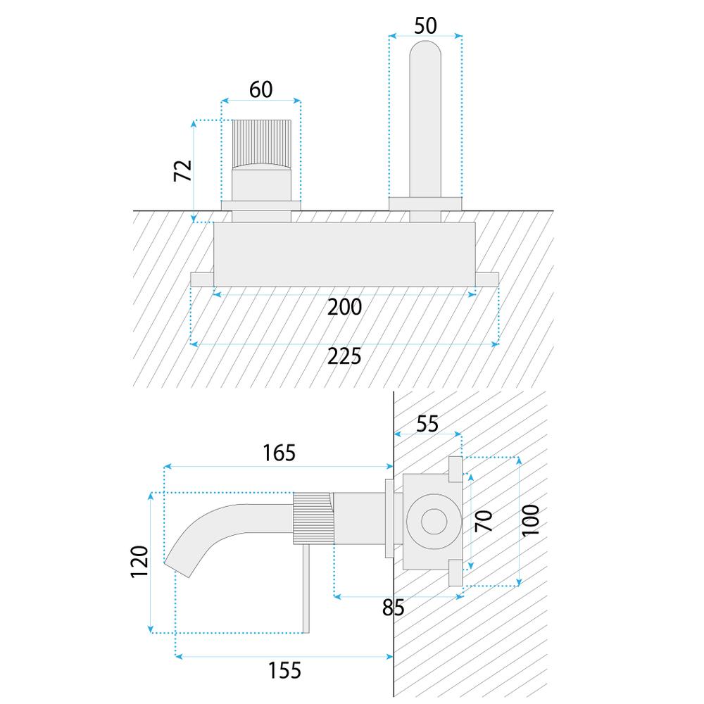 Bateria Umywalkowa Podtynkowa Rea Lungo Stripe Złota Szczotkowana