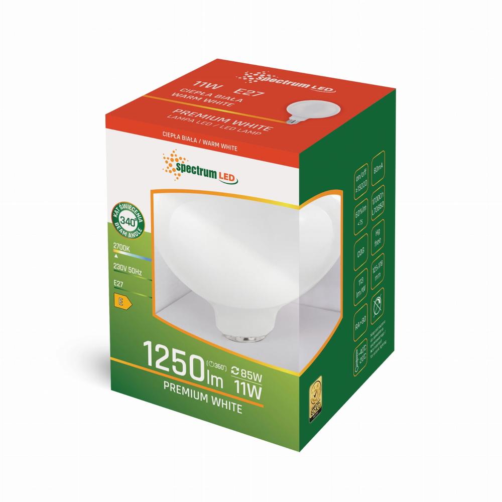 Glühbirne LED GLOB G125 E-27 230V 11W WW WOJ+14367