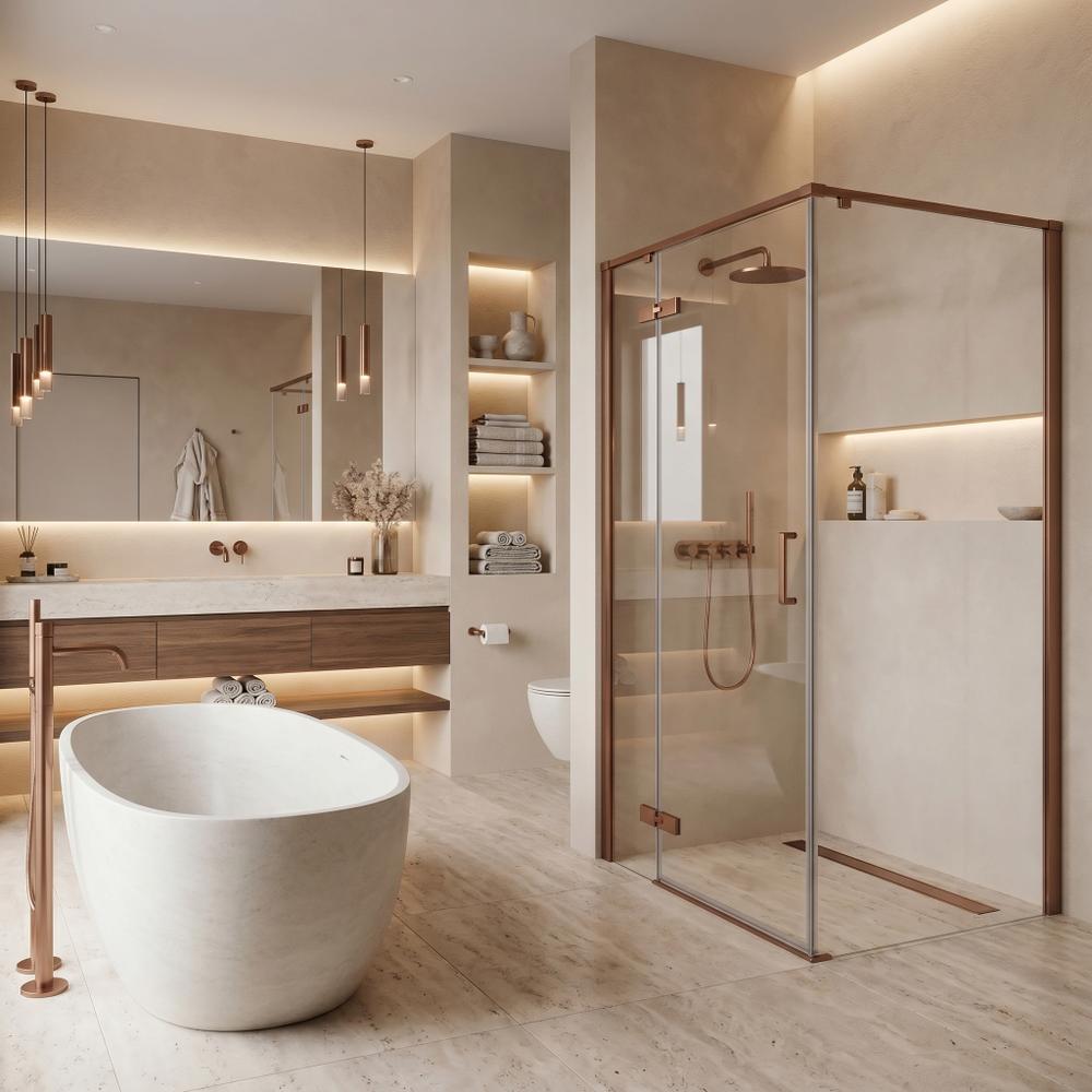 Shower enclosure Rea Bruno 100x80 Brush Copper