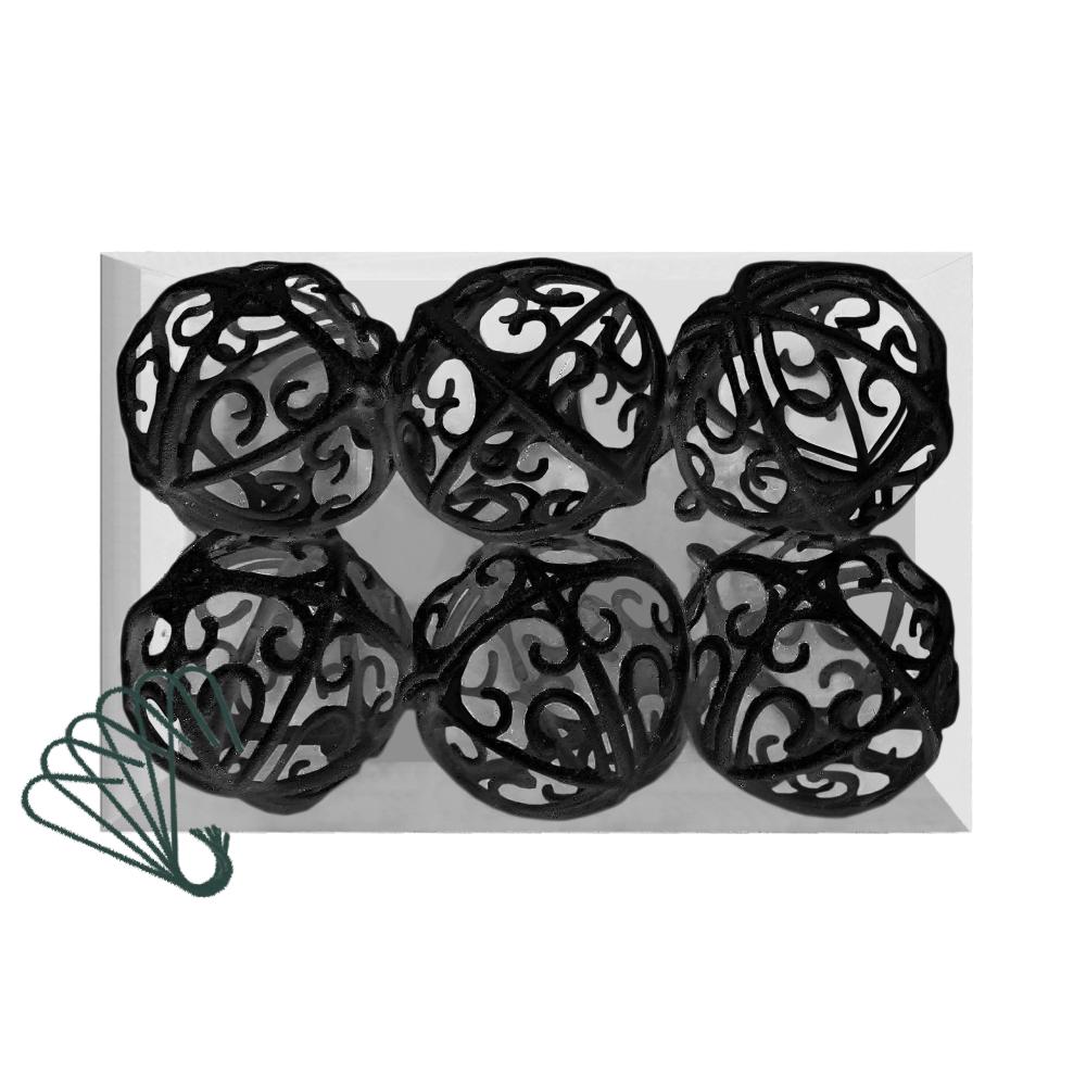 BOMBKI CHOINKOWE ZESTAW BLACK 6SZT KL-21X25