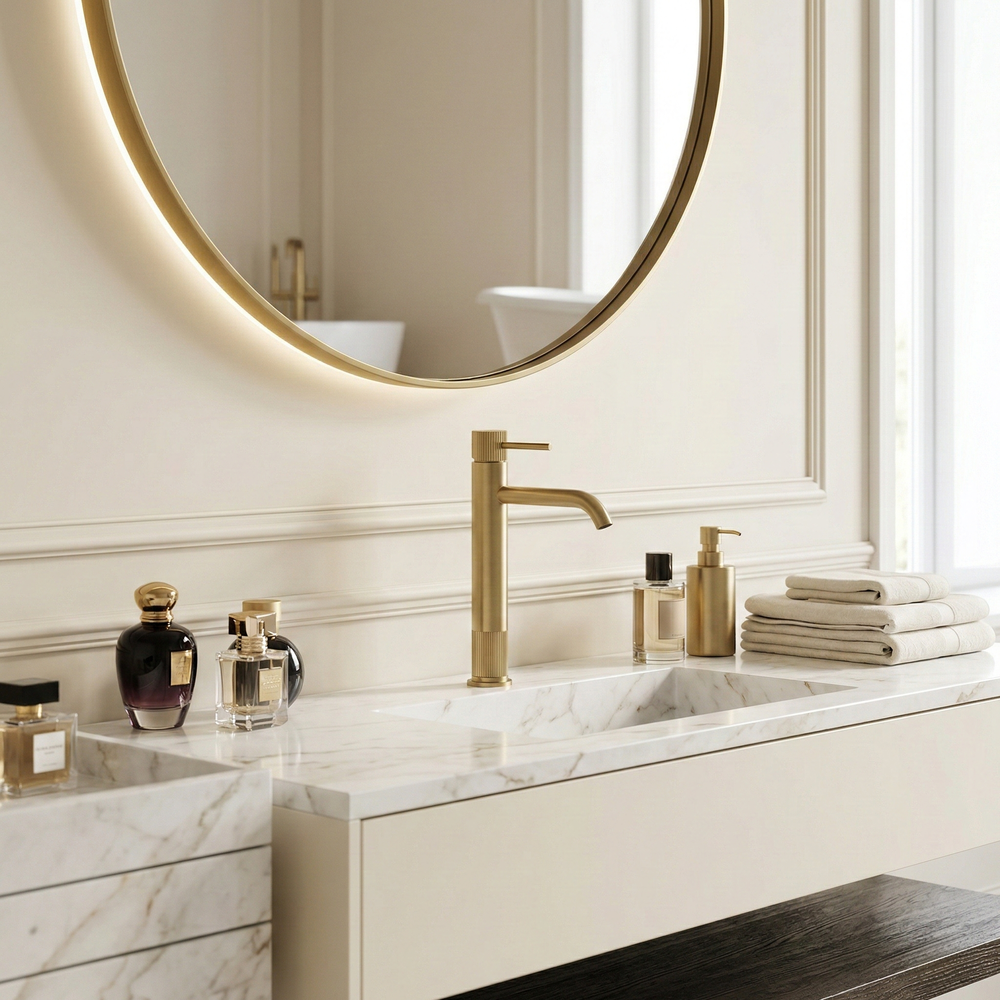 Fürdőszobai csaptelep Rea Lungo Stripe Brush Gold