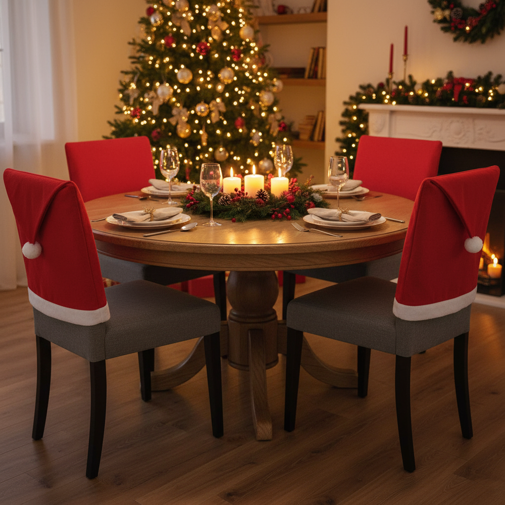 Pokrowiec na krzesło czapka Mikołaja 6 szt