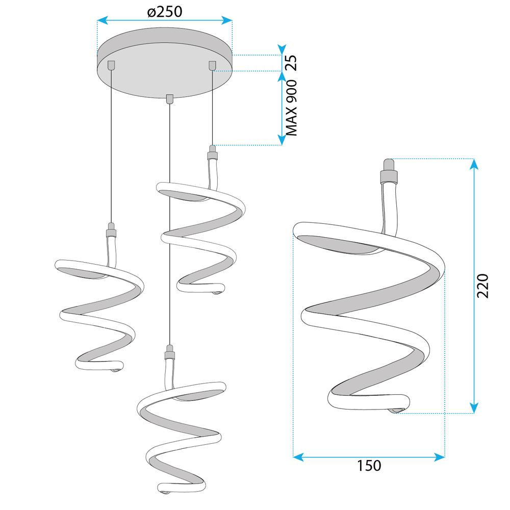 LED-Hängeleuchte G075-3CPR Gold