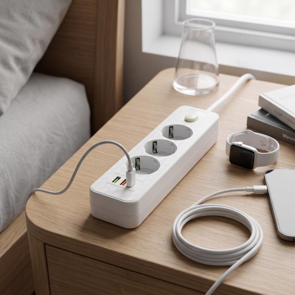 Listwa zasilająca Przedłużacz 3 gniazda + 2x USB-A + USB-C JNH020-3A Biały
