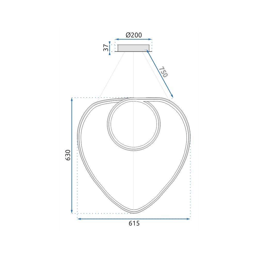 Deckenlampe Ring Led + Fernbedienung APP7798-cp Chrome
