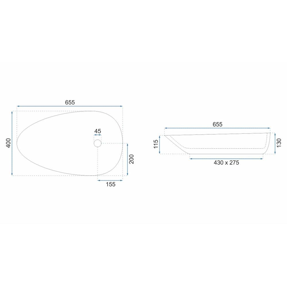 Vasque à poser Rea Greta 65 Bianco Shiny