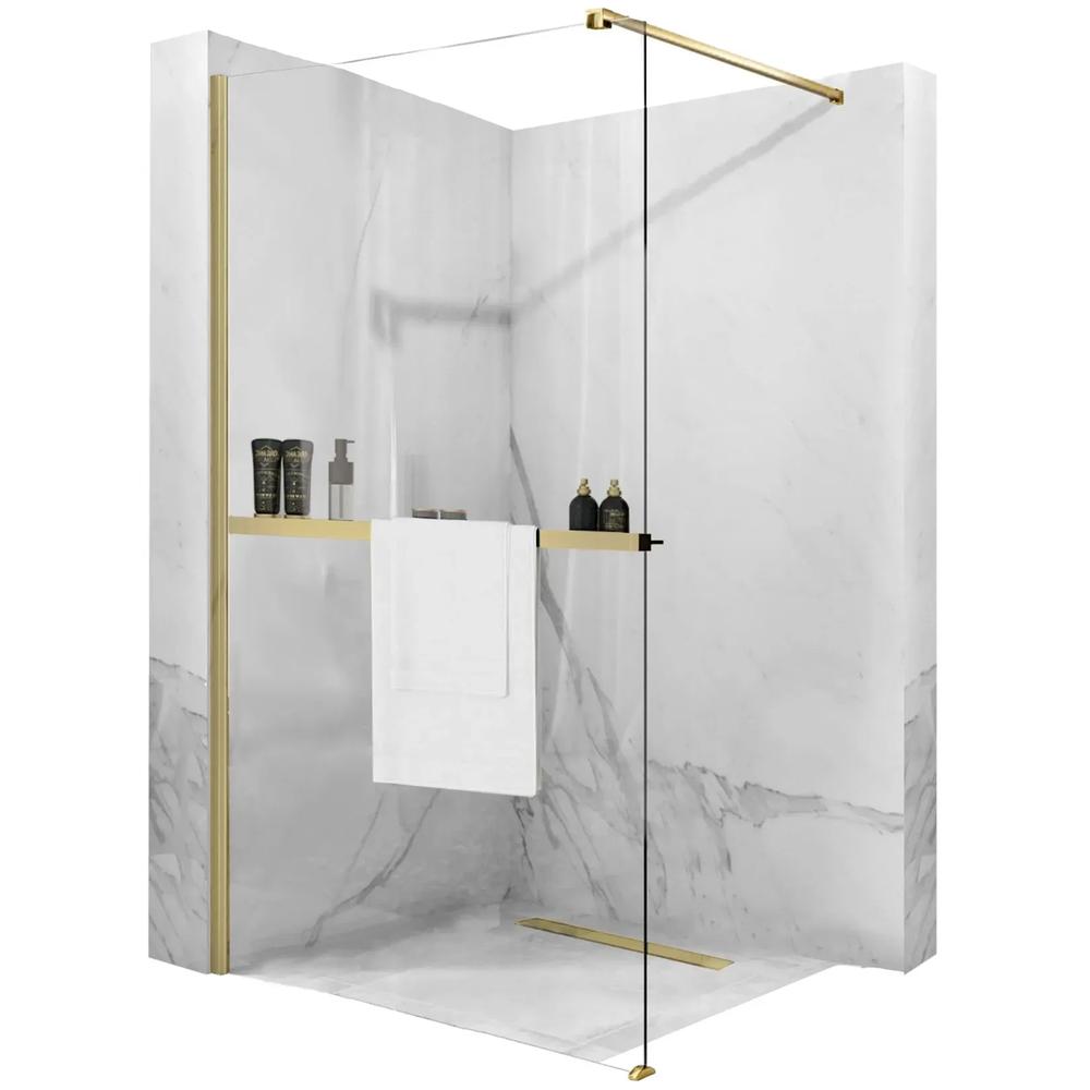 Toalheiro de prateleira EVO escovado em ouro para paredes de chuveiro