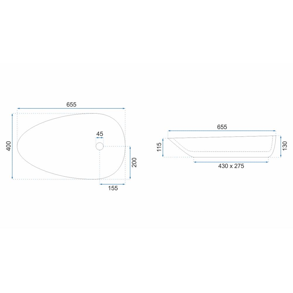 Umývadlo na dosku Rea Greta 65