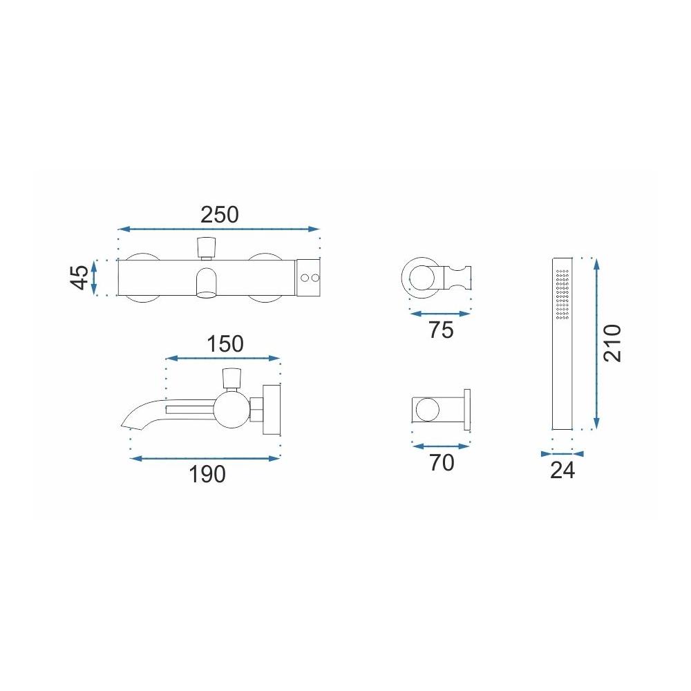 Bathroom faucet Rea Lungo Black metallic