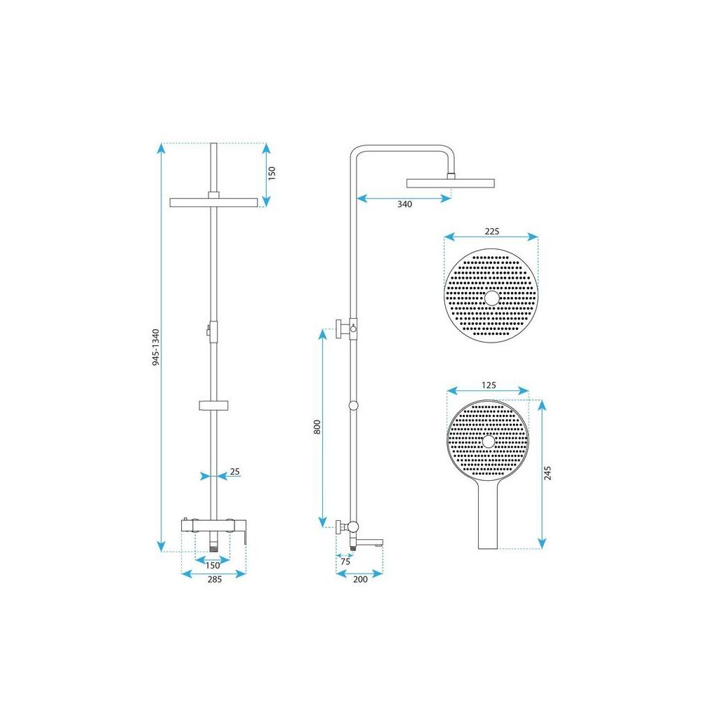 Shower Set Rea Arcos brush gold