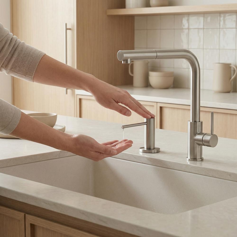 Dozownik zlewozmywakowy do płynu Rea DEX Nikiel Szczotkowany