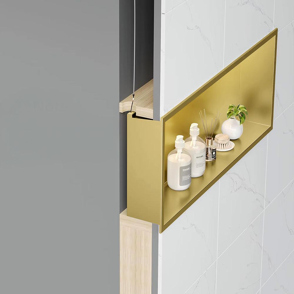 bathroom shelf LED 30x60 brush gold