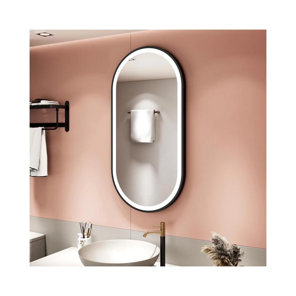 Mirror LED OVL 50x100cm Black