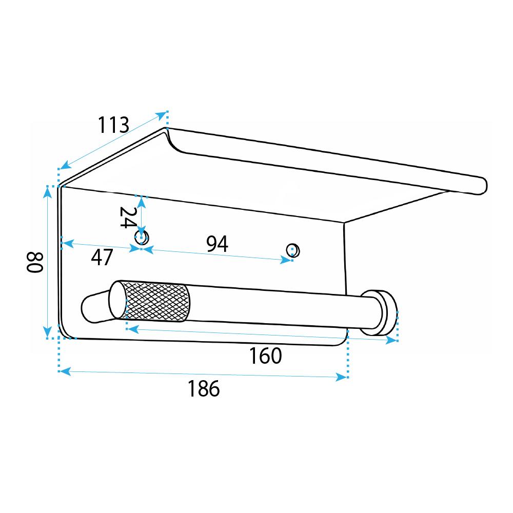 Toilet paper holder with shelf 6613 Modern Nickel Brush