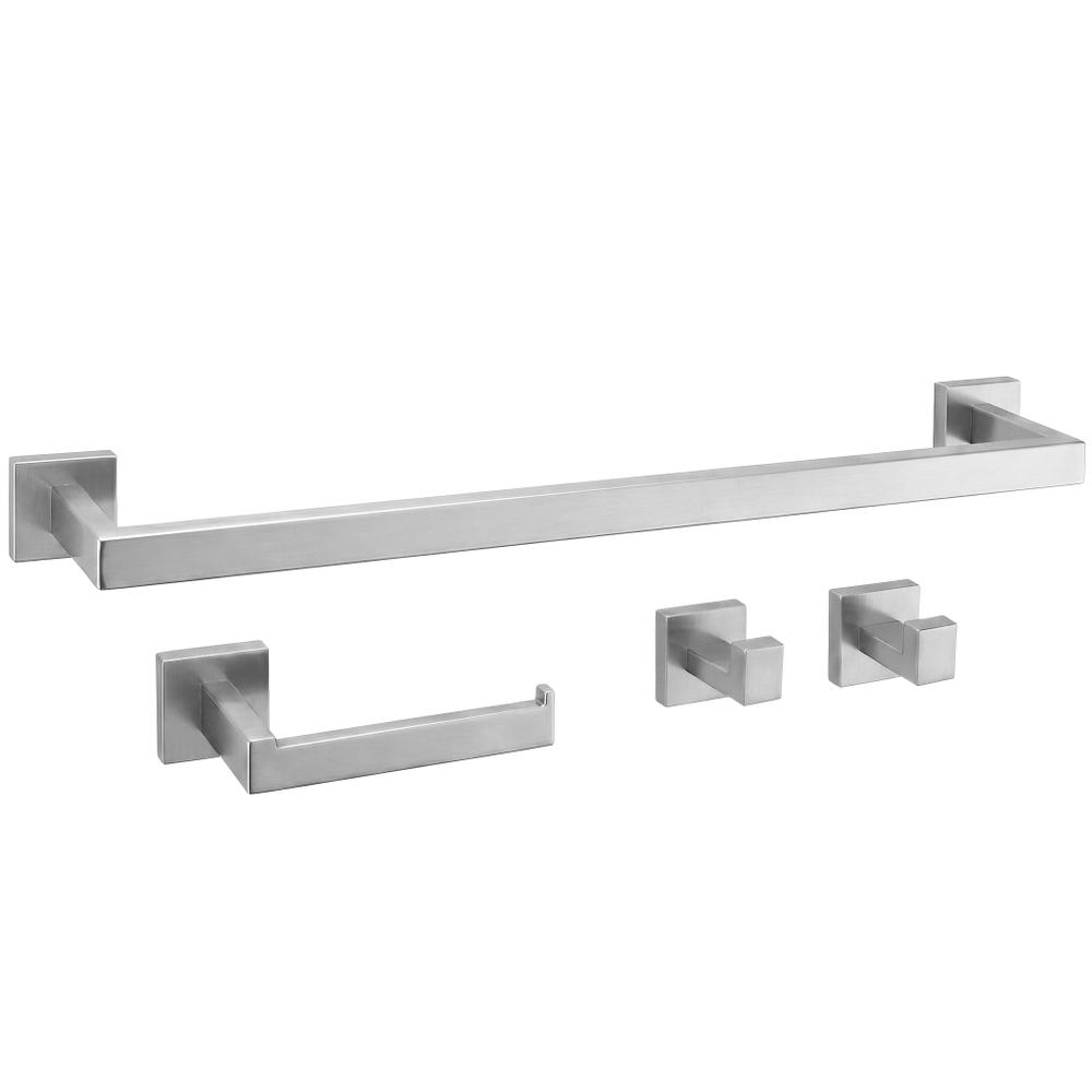 Bathroom Accessories Set Rio Brush Nickel 4 Pieces