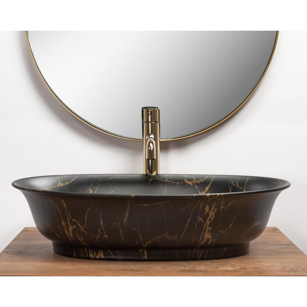 Umywalka nablatowa Rea Roma Black Marble Matt