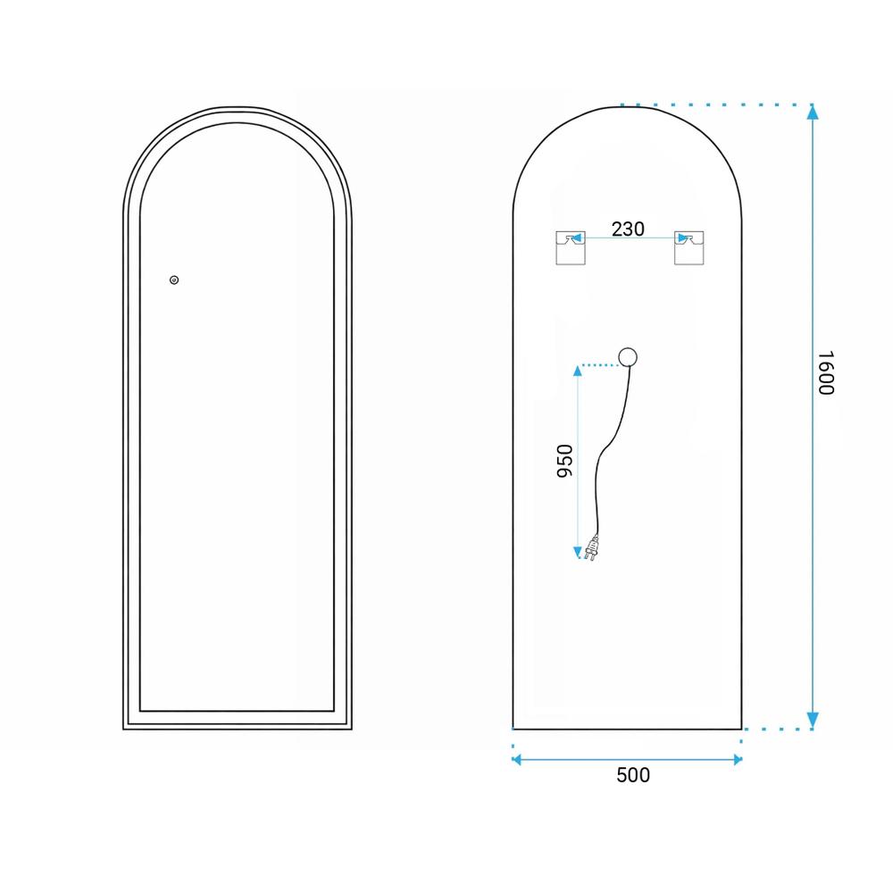 Espejo LED Orbit 50x160cm Black